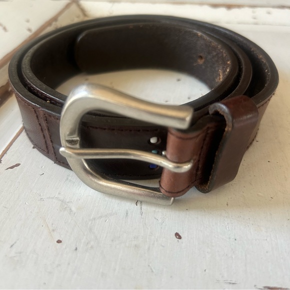 Leather hand tooled Brown belt with fish design Medium - Picture 11 of 11